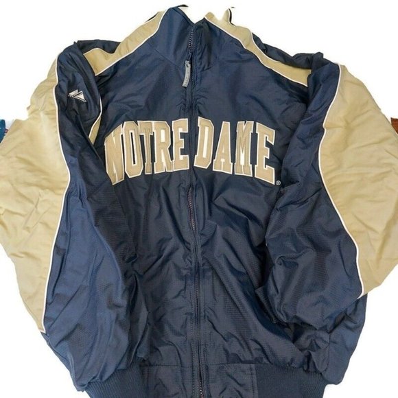 Majestic Other - Majestic NCAA Notre Dame Fighting Irish Full Zip Jacket Mens L Coat Blue Gold